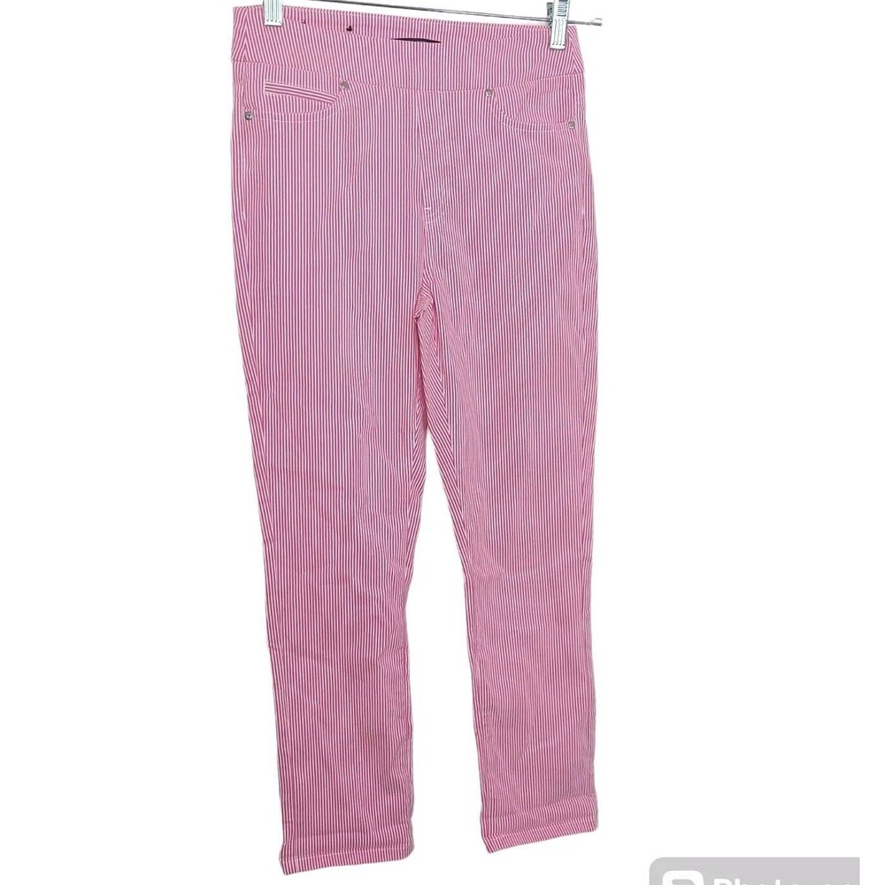 Mario Serrani Pants Pull On Ankle Pink Striped Pockets- Size XS